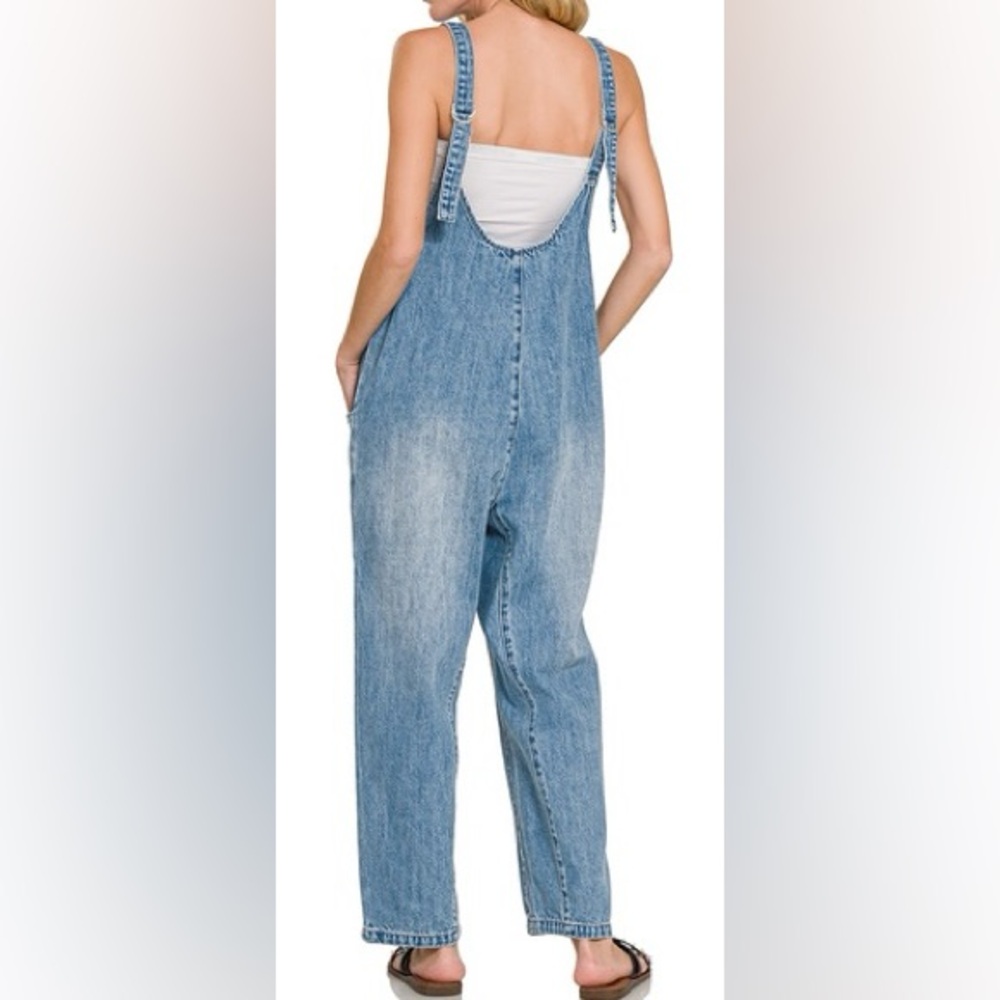 💥 The “Boho Denim Jumpsuit” Denim Overalls | Denim Blue - Picture 4 of 8